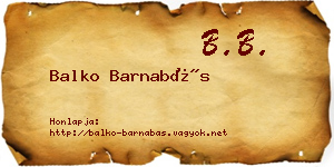 Balko Barnabás névjegykártya